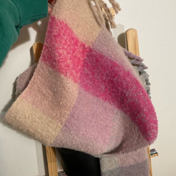 Soft Checked Tassel scarf pink one size - Picture 4 of 6